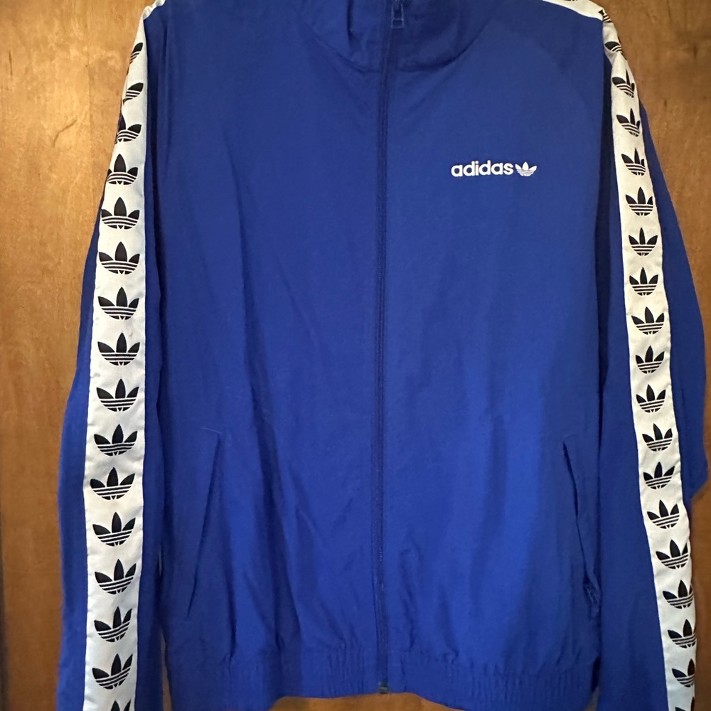 Adidas Blue Windbreaker with White Trim